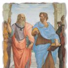 Raffaello Sanzio fresco &quot;School van Athene&quot; deel. Plato en Artistotele Viadurini