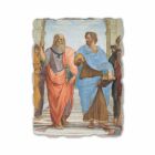 Raffaello Sanzio fresco &quot;School van Athene&quot; deel. Plato en Artistotele Viadurini