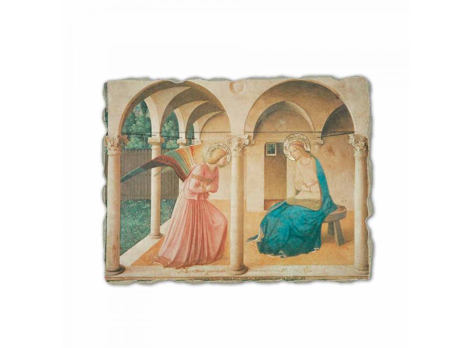 Beato Angelico Fresco reproductie &quot;Aankondiging&quot; handgemaakte Viadurini