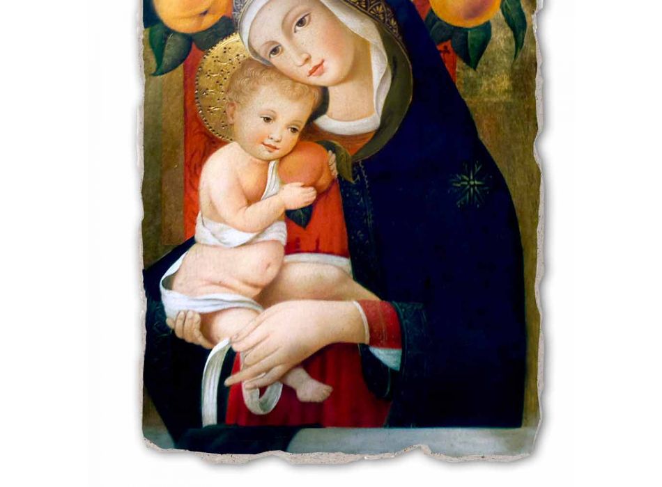 reproductie Fresco Carlo Crivelli &quot;Madonna en Kind&quot; XV eeuw Viadurini