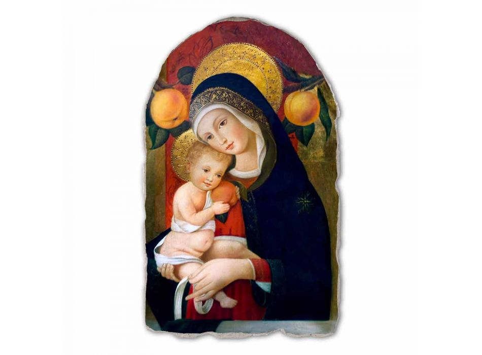 reproductie Fresco Carlo Crivelli &quot;Madonna en Kind&quot; XV eeuw Viadurini