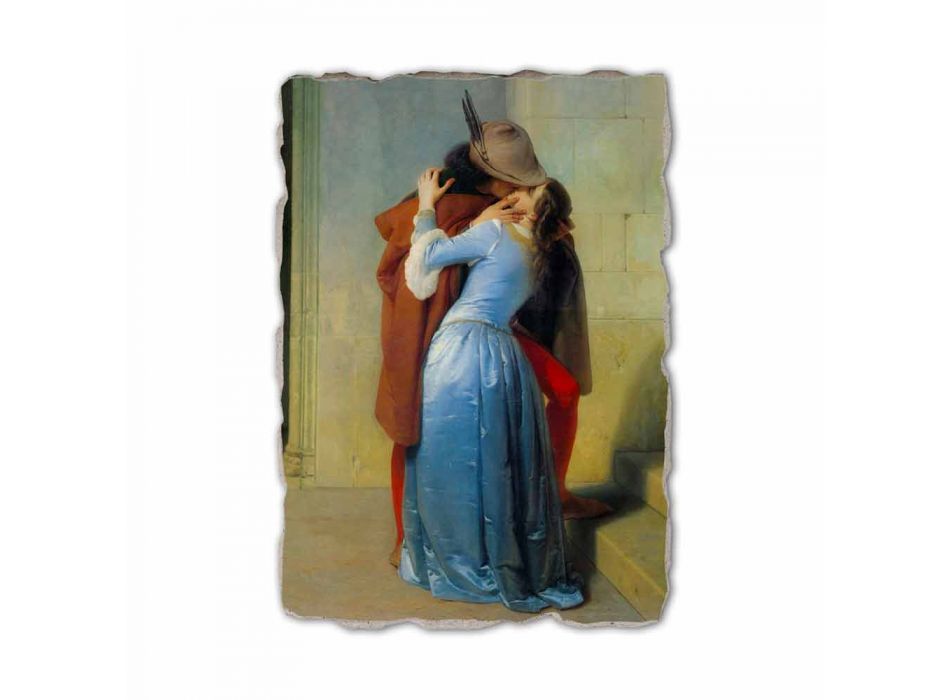 Fresco reproductie handgemaakt in Italië Hayez The Kiss Viadurini
