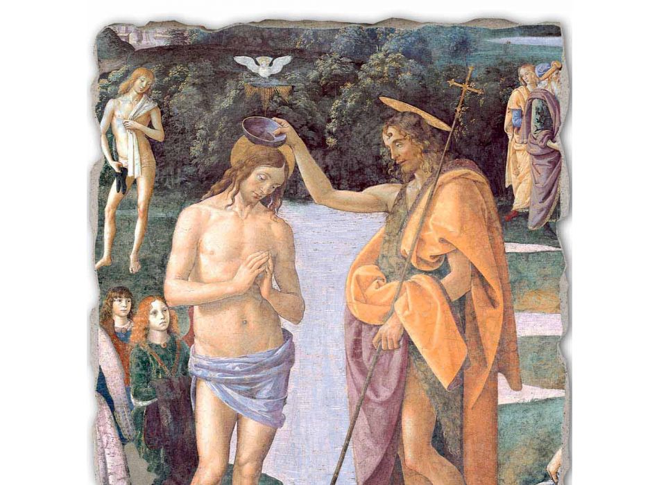 Fresco reproductie Perugino &quot;De doop van Christus&quot; Viadurini