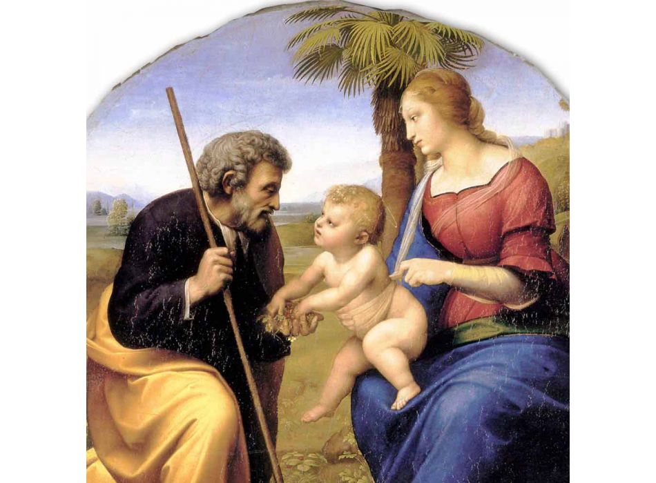 Fresco reproductie Raffaello Sanzio &quot;Heilige Familie met Palm Tree&quot;