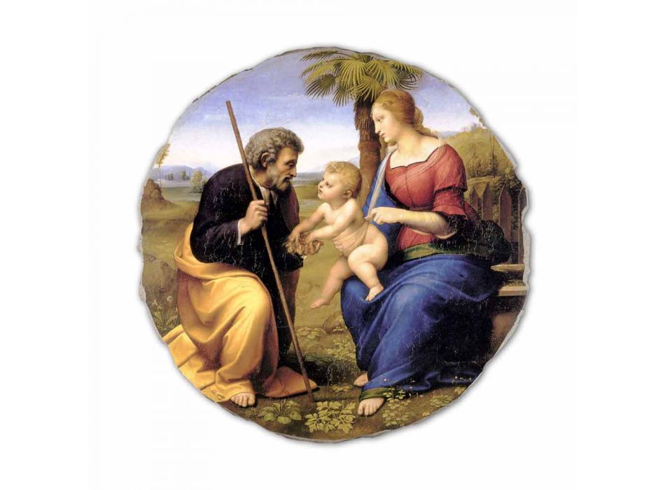 Fresco reproductie Raffaello Sanzio &quot;Heilige Familie met Palm Tree&quot; Viadurini