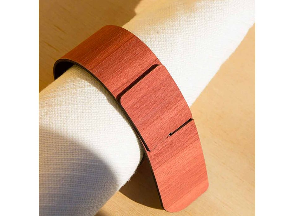 Ring servetring in hout en stof gemaakt in Italië - Abraham Viadurini