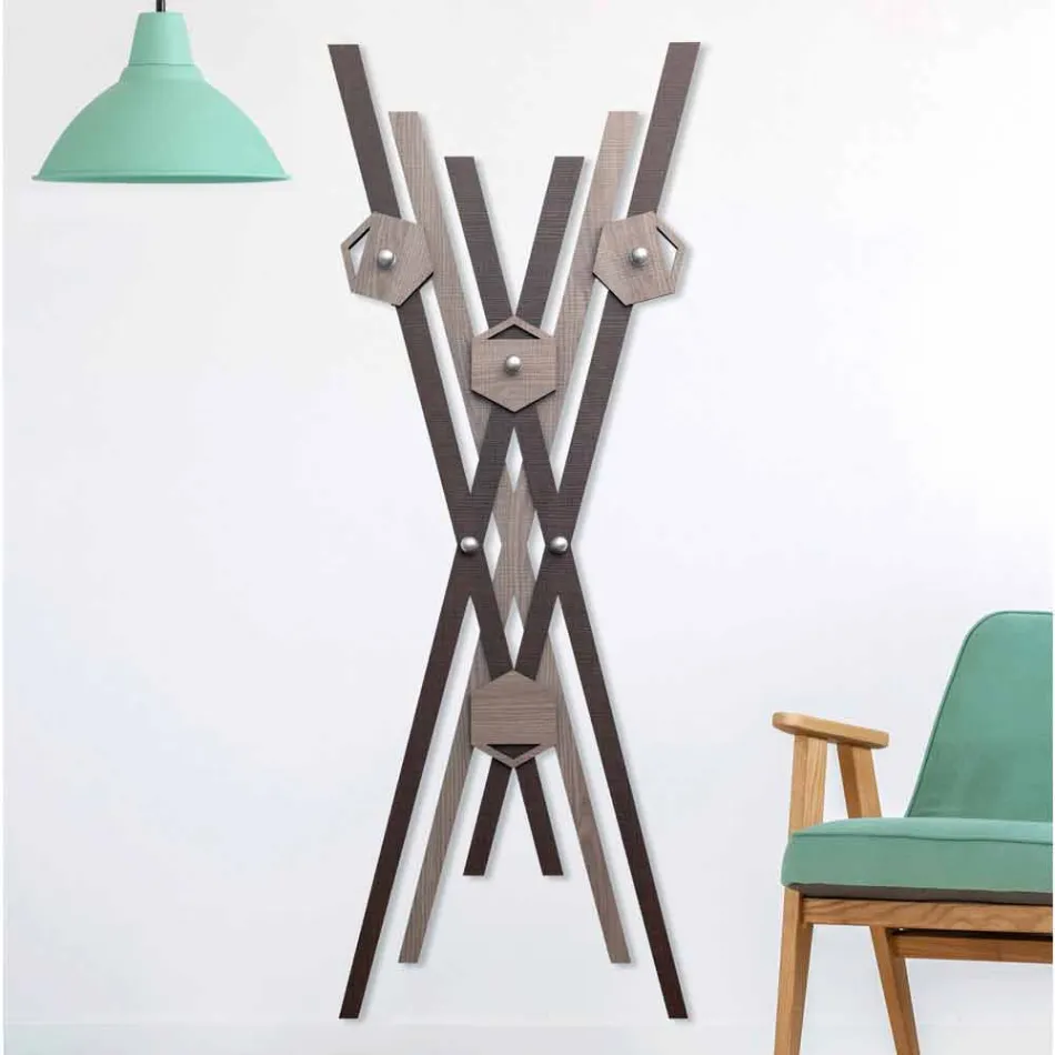 Wandhanger Modern Design Gekleurd Hout voor Entree - Picasso Viadurini