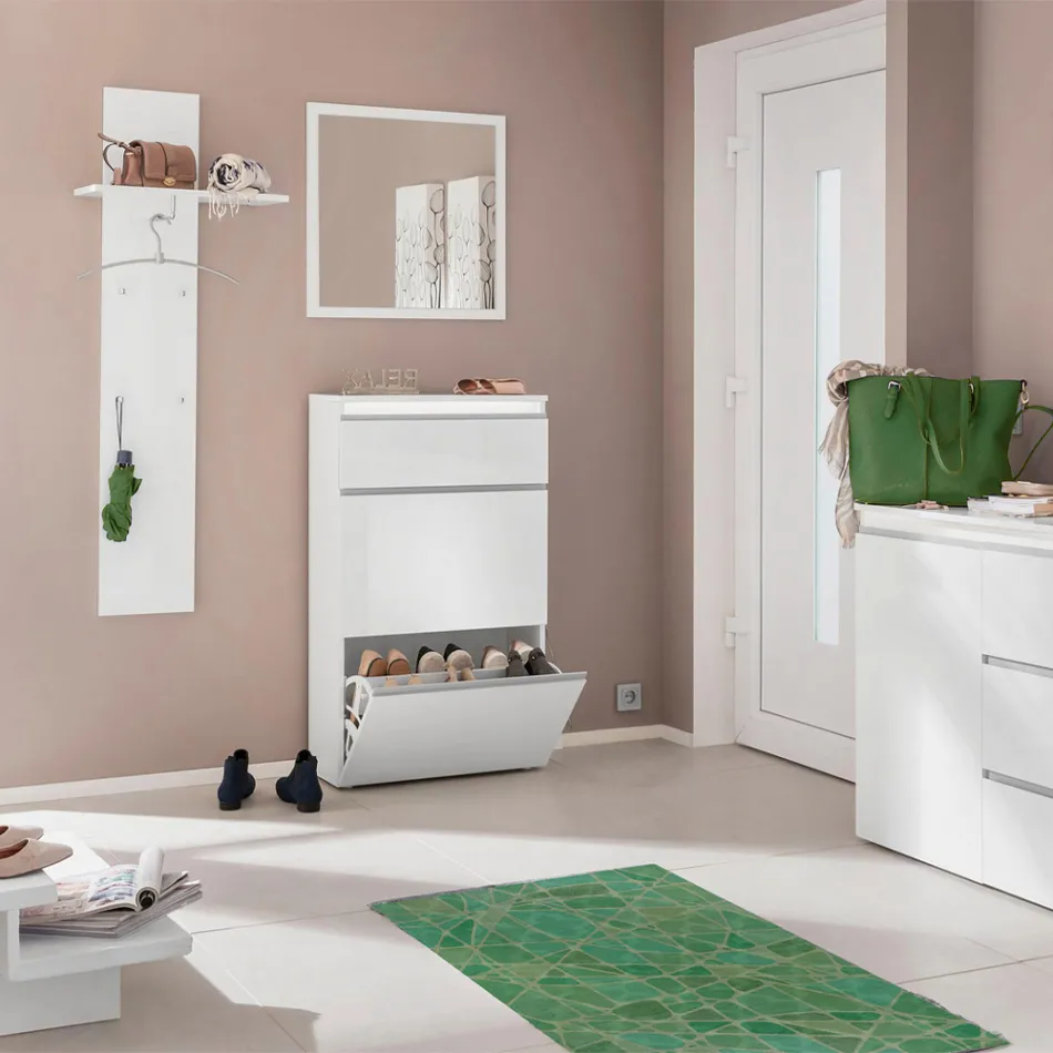 Hal kapstok in wit of antraciet glanzend hout - Emanuelito Viadurini