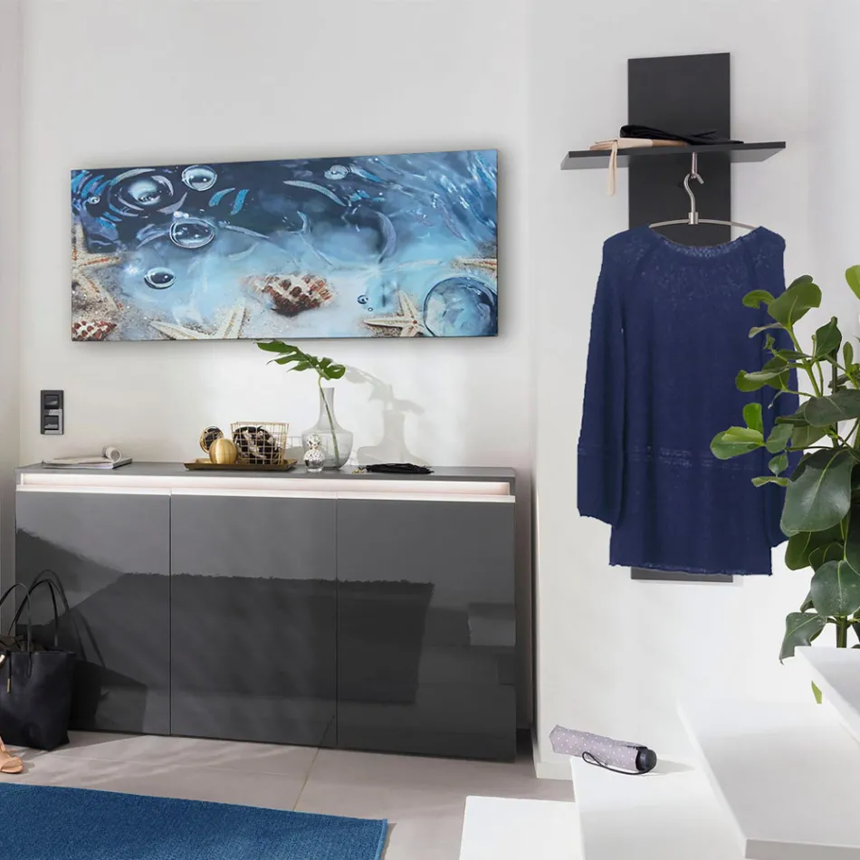 Hal kapstok in wit of antraciet glanzend hout - Emanuelito Viadurini