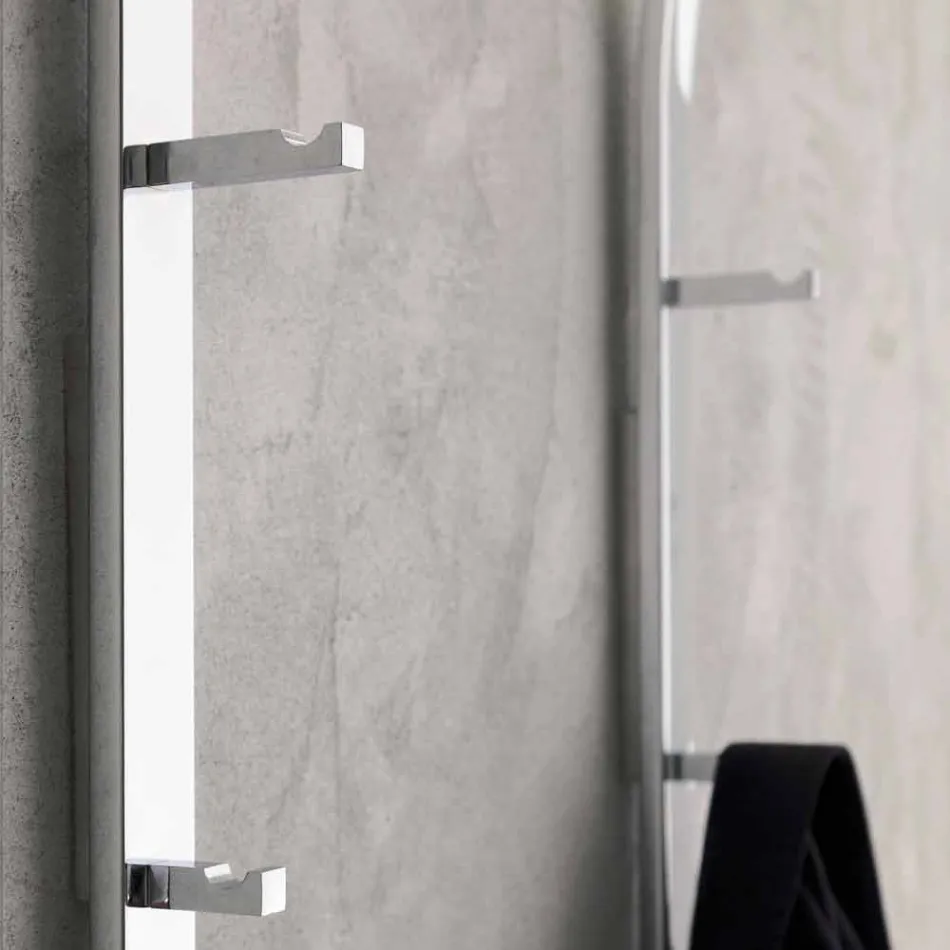 Metalen wandkleerhanger met 2 haken en ledlamp Made in Italy - Osmio Viadurini