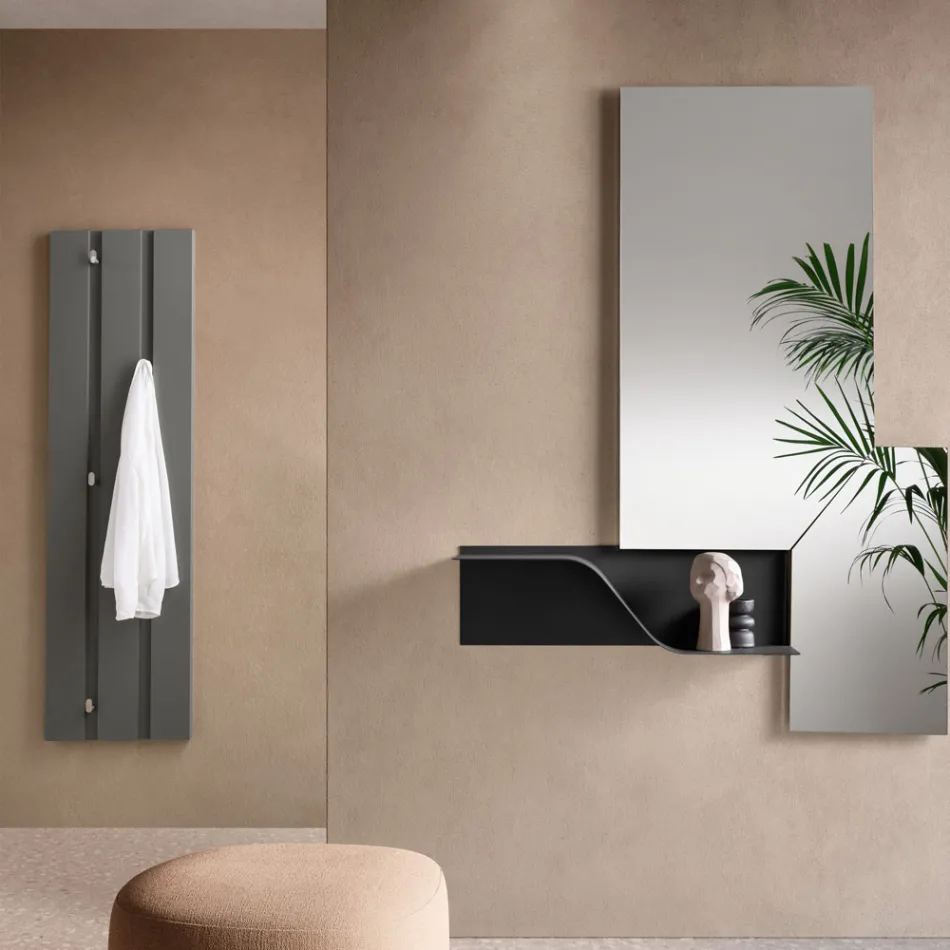 Wandkapstok van gelakt melamine met vijf metalen haken - Lunis Viadurini