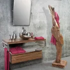 Kapstok met structuur en pinnen in massief teak - Fir Viadurini