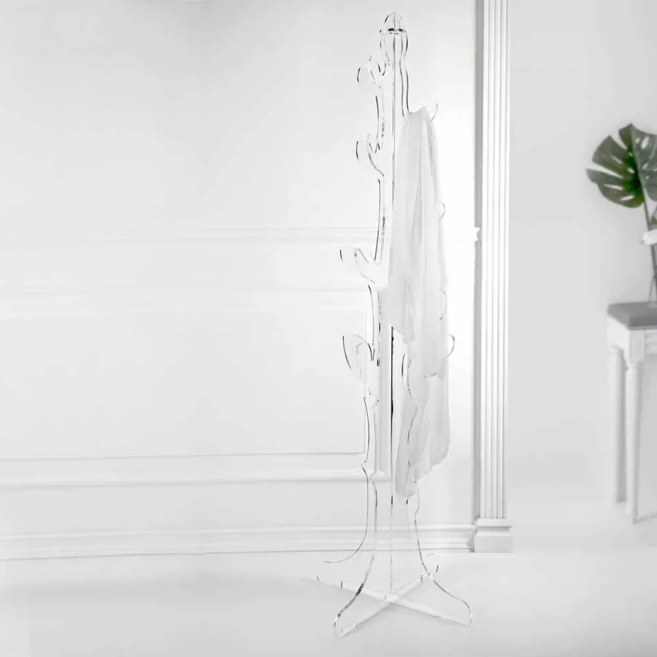 Vloerkleerhanger in transparant plexiglas ontwerp voor entree - Alibi Viadurini