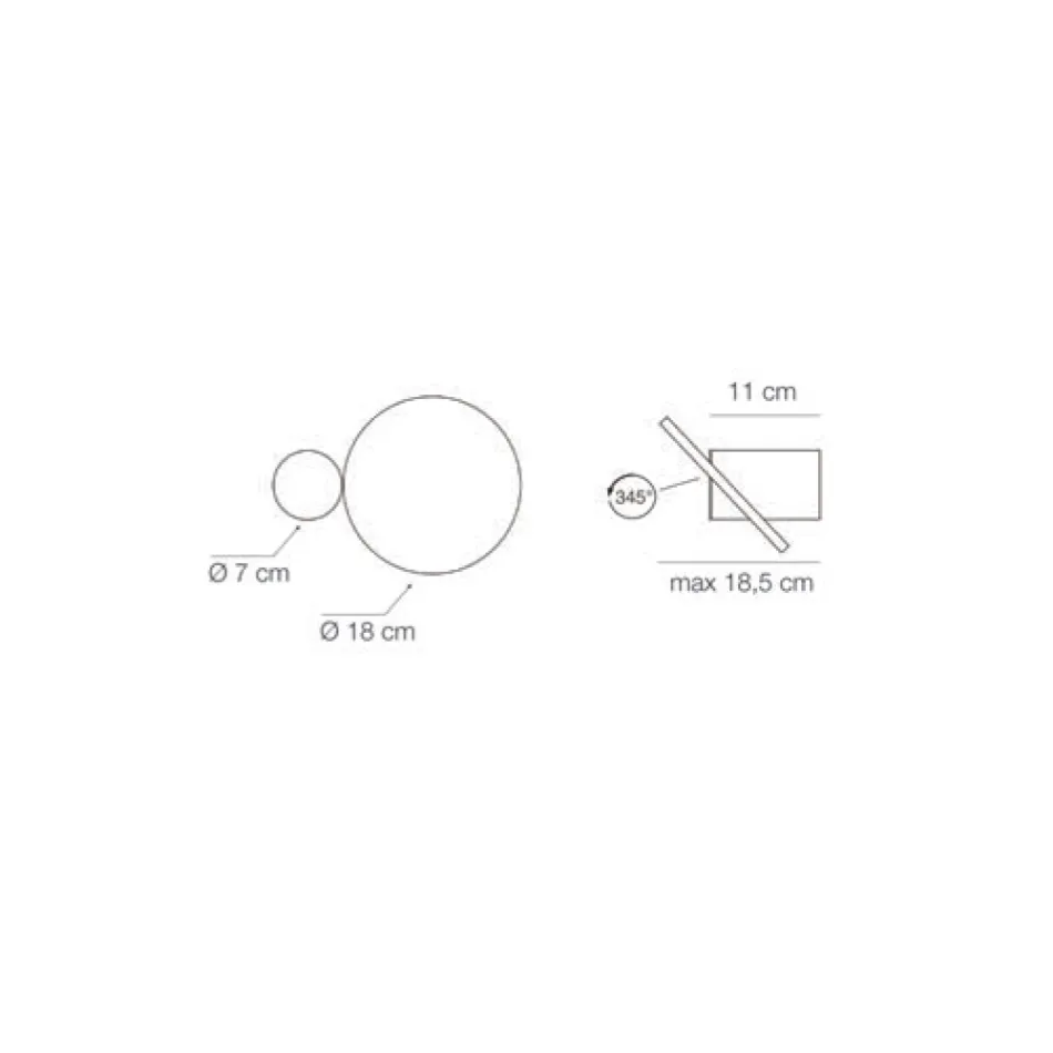 345° draaibare metalen wandlamp gemaakt in Italië - Lumi Viadurini