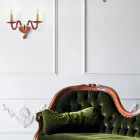 Klassieke 2-lichts wandlamp van handgemaakt Italiaans glas en goudkleurig metaal - Oliver Viadurini