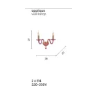 Klassieke 2-lichts wandlamp van handgemaakt Italiaans glas en goudkleurig metaal - Oliver Viadurini