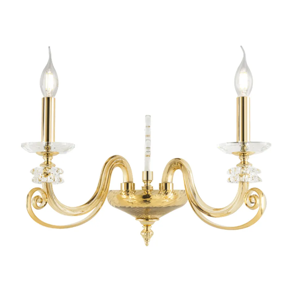 2-lichts wandlamp in geblazen glas en klassiek luxe optisch kristal - Cassea Viadurini