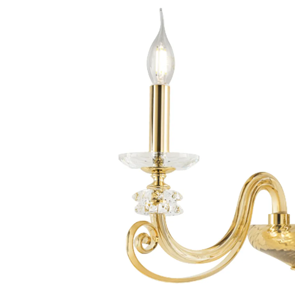 3-lichts wandlamp geblazen glas en klassiek luxe optisch kristal - Cassea Viadurini