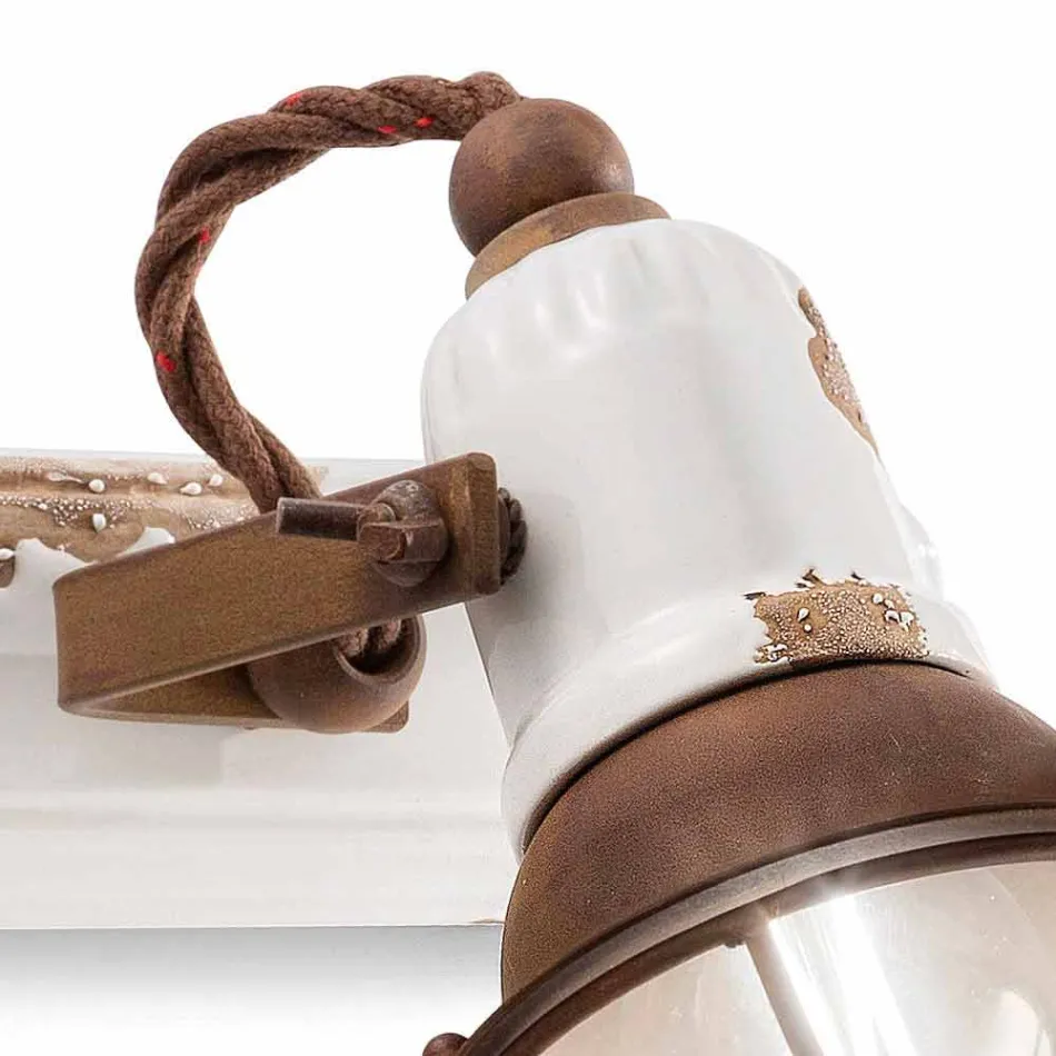 Applique twee schijnwerpers Amelia Ferroluce ambachten Viadurini