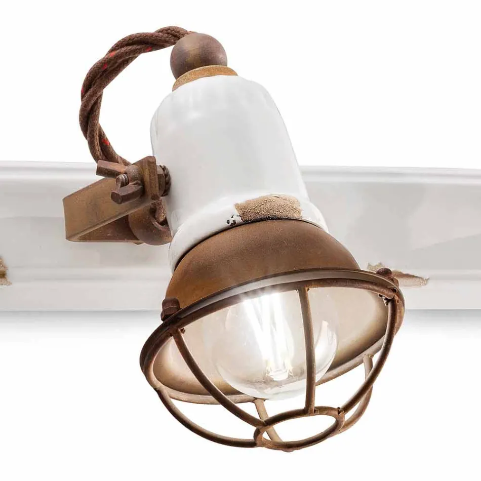 Applique twee schijnwerpers Amelia Ferroluce ambachten Viadurini