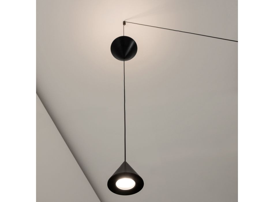 Wandlamp in zwart aluminium en minimalistisch design met dubbele kegel - Mercado Viadurini