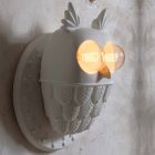 Wandkandelaar 2 lampen in mat wit keramiek modern design uil - uil Viadurini