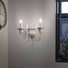 Wandkandelaar met 2 lampen in keramiek en handbeschilderd messing - Sanremo Viadurini