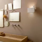 Wandkandelaar met 3 led-lampjes in mat wit keramiek met Umarell - Ometto Viadurini