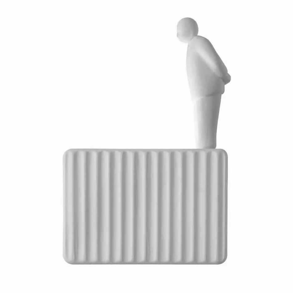 Wandkandelaar met 3 led-lampjes in mat wit keramiek met Umarell - Ometto Viadurini