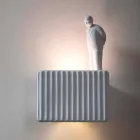 Wandkandelaar met 3 led-lampjes in mat wit keramiek met Umarell - Ometto Viadurini