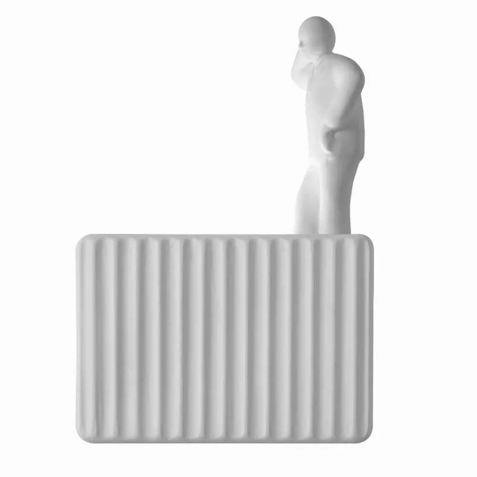 Wandkandelaar met 3 led-lampjes in mat wit keramiek met Umarell - Ometto Viadurini