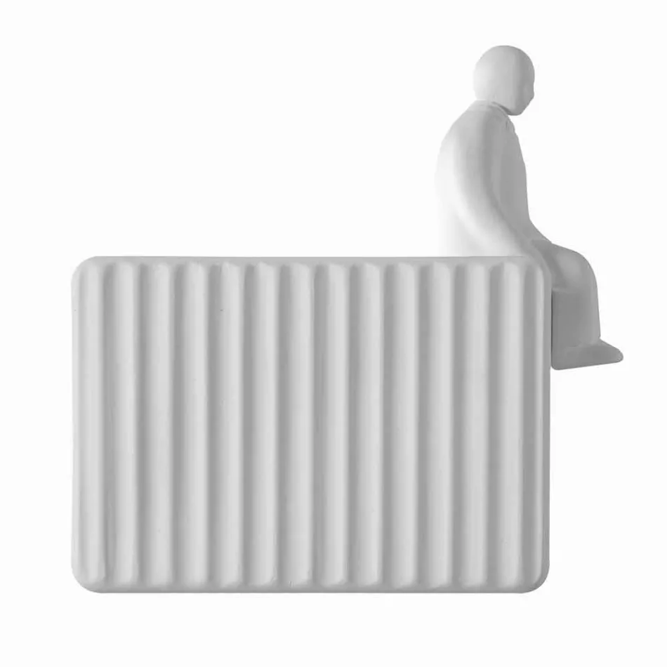 Wandkandelaar met 3 led-lampjes in mat wit keramiek met Umarell - Ometto Viadurini