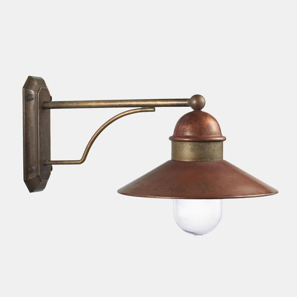 Vintage buitenwandlamp in messing, koper en glas - Borgo van Il Fanale Viadurini