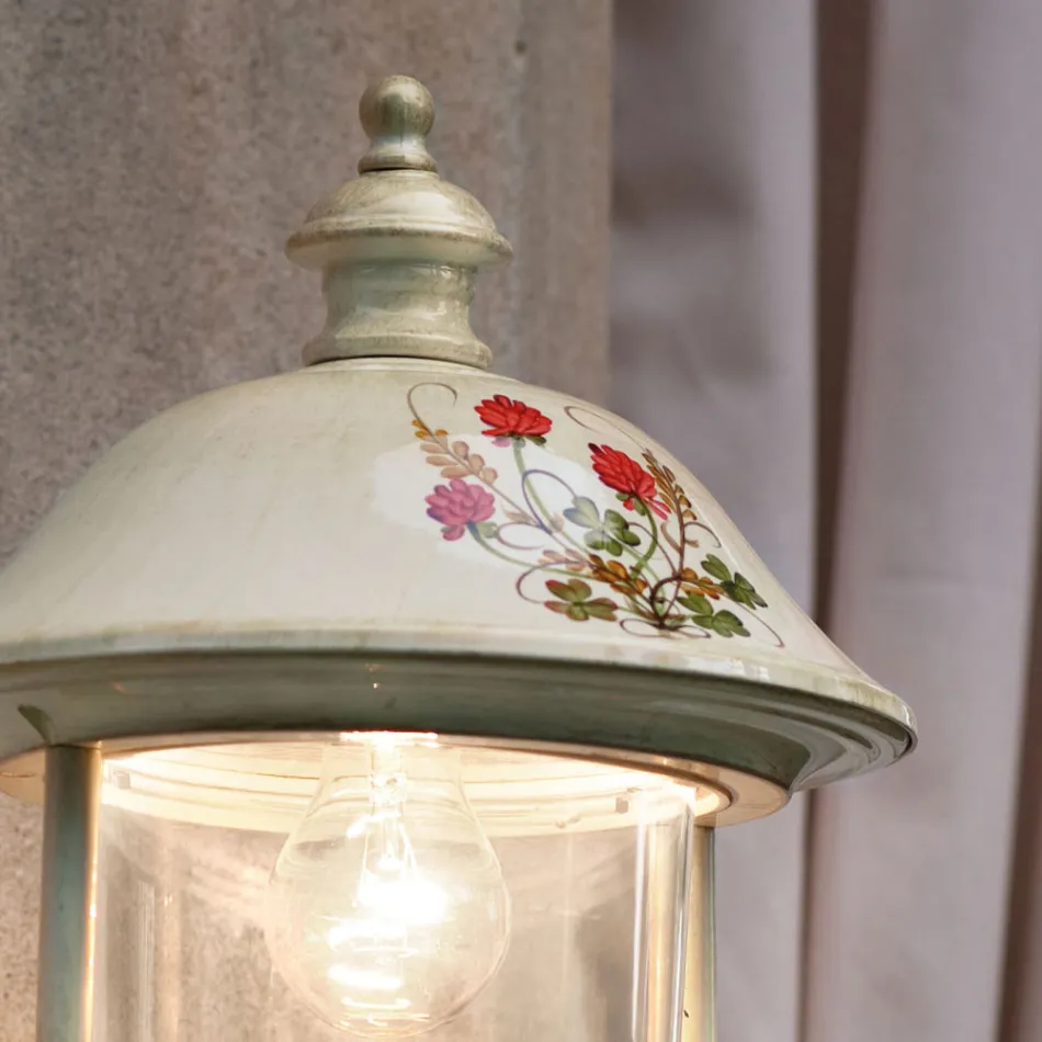 Aluminium tuinwandlamp met handgeschilderde bloemen - Bari Viadurini