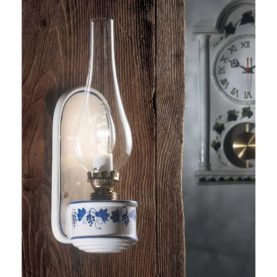 Vintage Design Keramische Wandkandelaar met Handgeschilderde Decoratie - Pompeii Viadurini