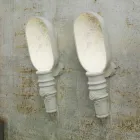 Wandapplicatie in mat wit keramiek design met decoratieve bloemen - Fluxo Viadurini