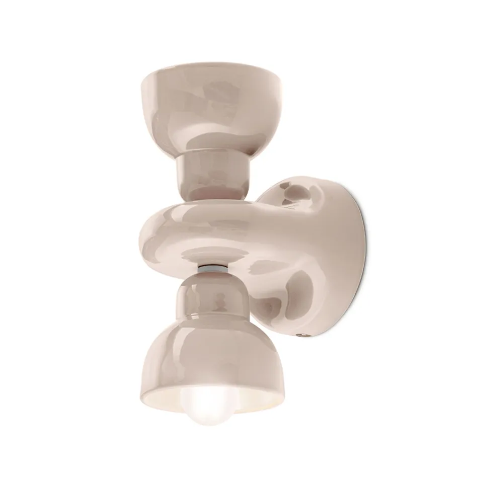 Keramische wandkandelaar met 2 lampen Made in Italy - Berimbau Viadurini