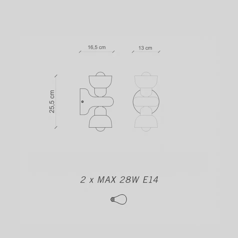 Keramische wandkandelaar met 2 lampen Made in Italy - Berimbau Viadurini