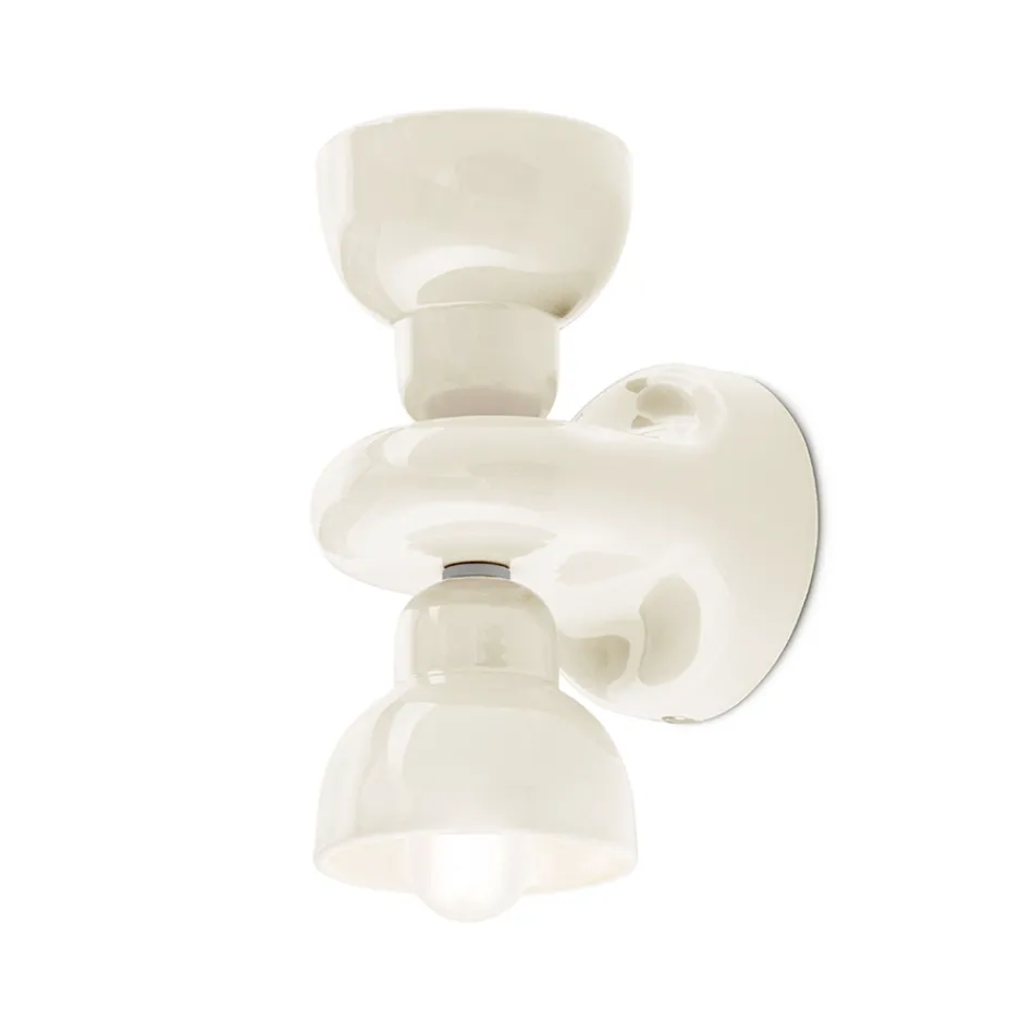 Keramische wandkandelaar met 2 lampen Made in Italy - Berimbau Viadurini
