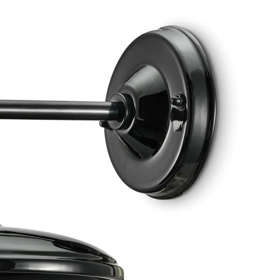 Wandkandelaar in zwart keramiek en ijzer industrieel vintage design - Bew Viadurini