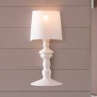 Wandlamp van overschilderbaar keramiek en lampenkap van wit linnen - Cadabra Viadurini