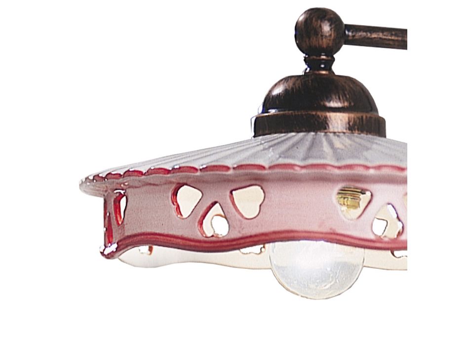 Vintage ijzeren keramische wandlamp handgemaakt geperforeerd - Alessandria Viadurini