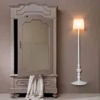 Hoge wandapplicatie in wit keramiek en lampenkap in linnen design - Cadabra Viadurini