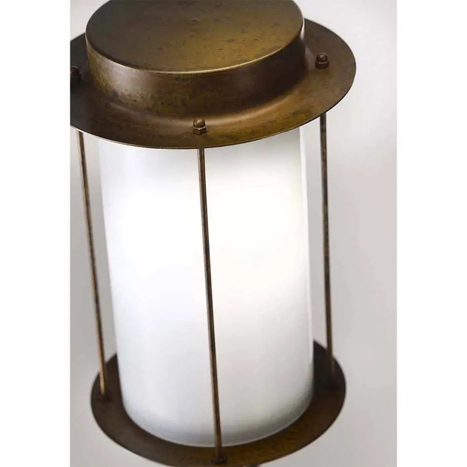 Buitenwandlamp in messing en wit glas - Loggia van Il Fanale Viadurini