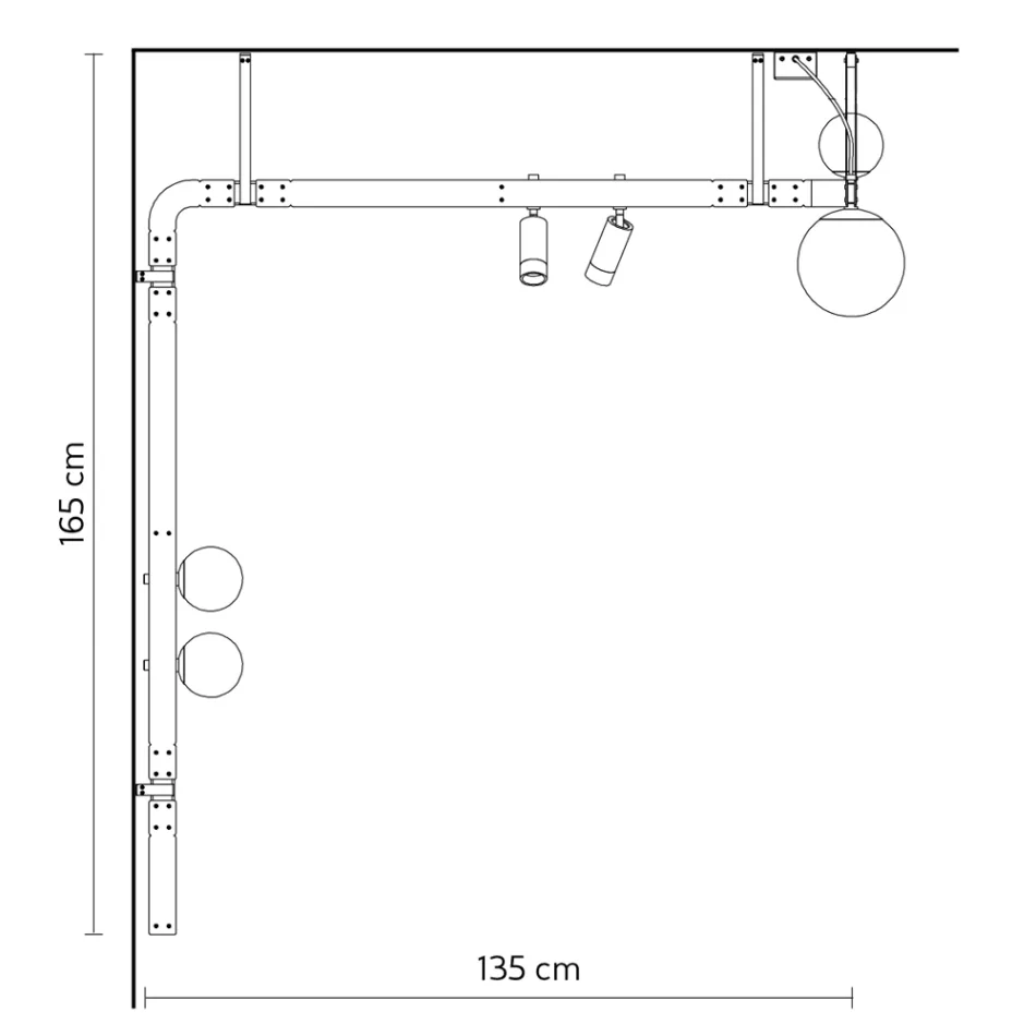 Design wandlamp in zwart aluminium met bollen en spots - Exodus Viadurini