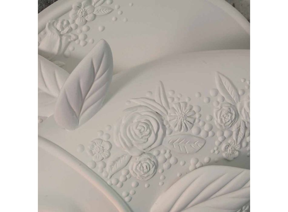 Wandkandelaar in mat wit keramiek ontwerp met gedecoreerde vissen - vissen Viadurini