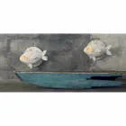 Wandkandelaar in mat wit keramiek ontwerp met gedecoreerde vissen - vissen Viadurini