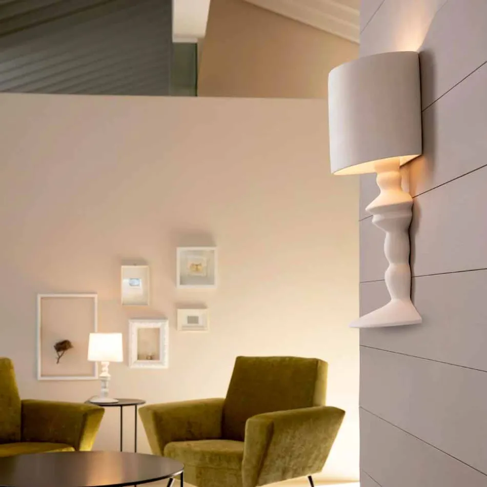 Wandlamp van overschilderbaar keramiek met modern design lampenkap - Cadabra Viadurini
