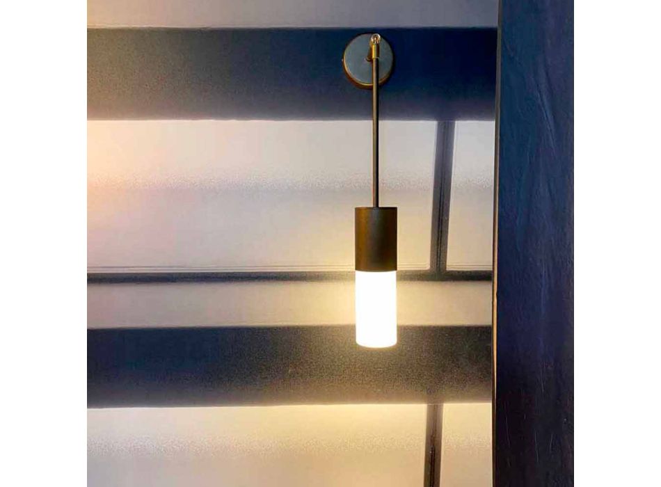 Ambachtelijke wandlamp in aluminium en satijnglas Made in Italy - Master Viadurini