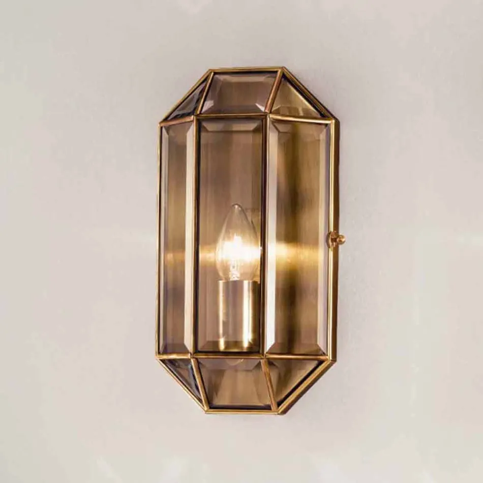 Handgemaakte wandlamp in glas en messing met 1 of 2 lampen - gebonden door Il Fanale Viadurini